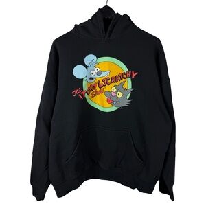 Mens Y2K The Simpsons Itchy & Scratchy Show Comedy TV Pullover Hoodie Size XL
